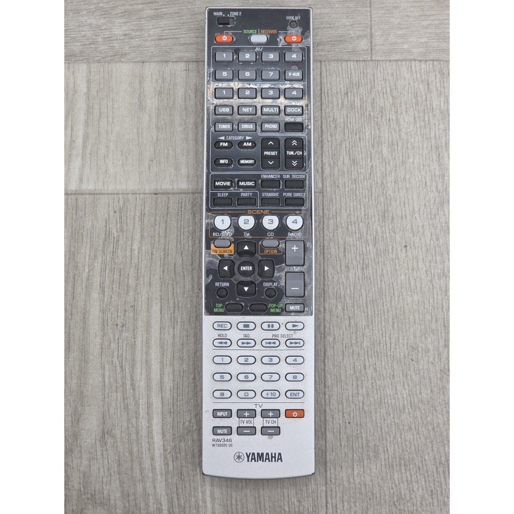 Yamaha AV Audio Receiver Remote Control RAV346 WT92820 US Tested Works